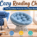 Cozy reading nook with a plush armchair and warm lighting