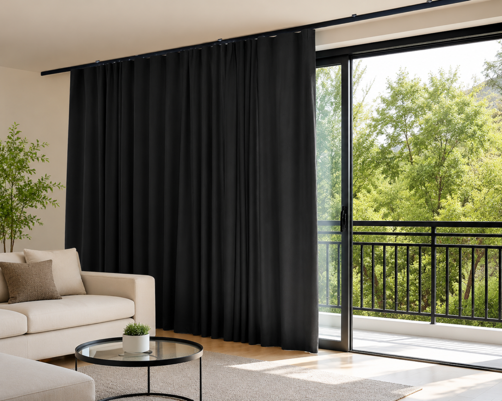 hoeflife black ceiling track room divider curtain with blackout drape