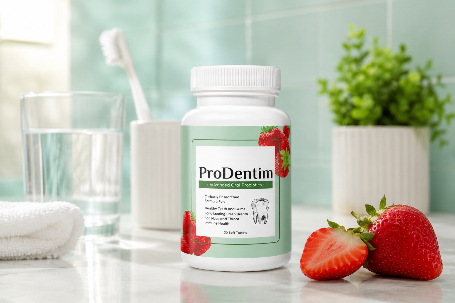ProDentim oral probiotic supplement bottle review